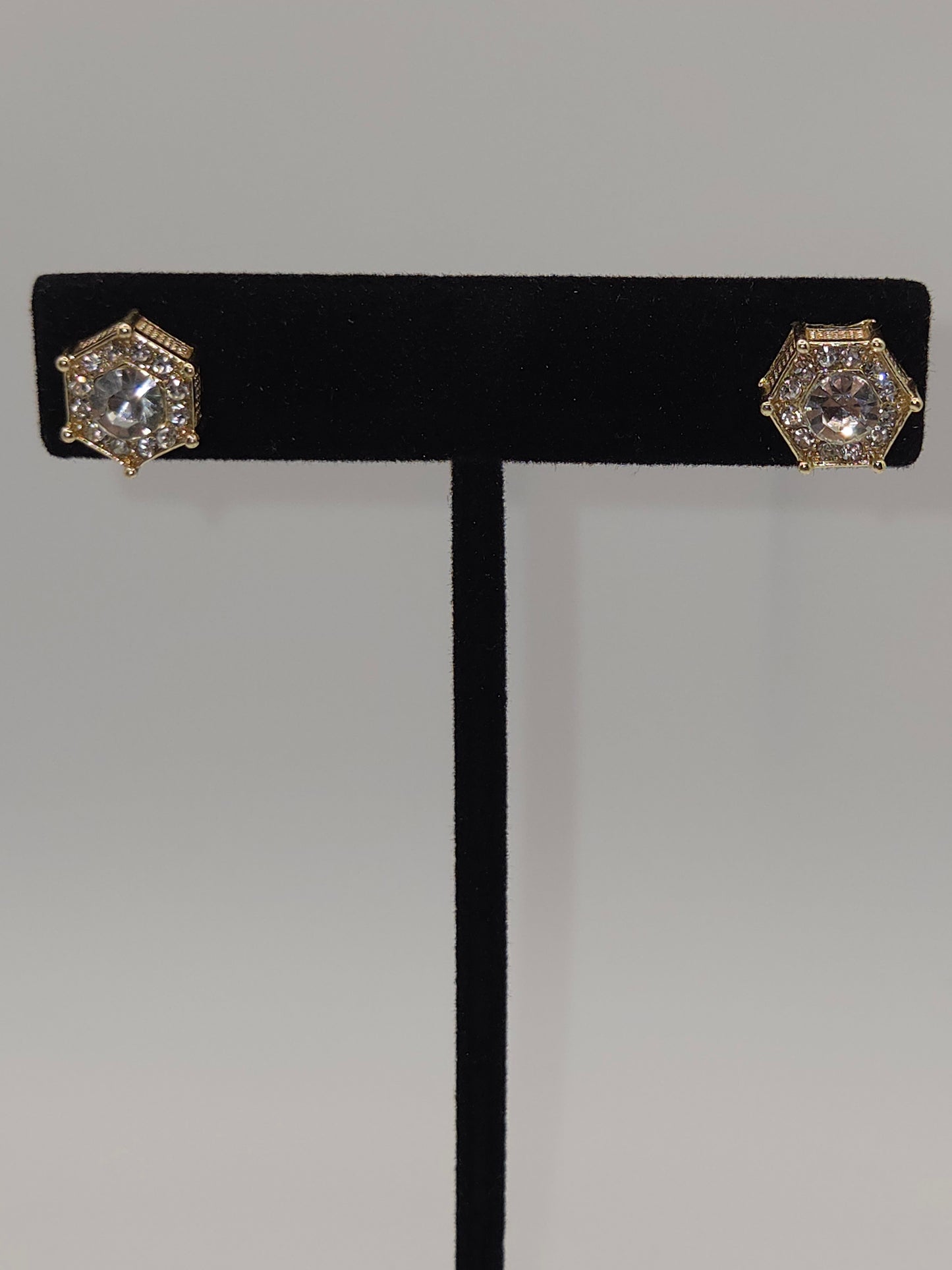 Majestic Hexagon Halo Studs Earrings