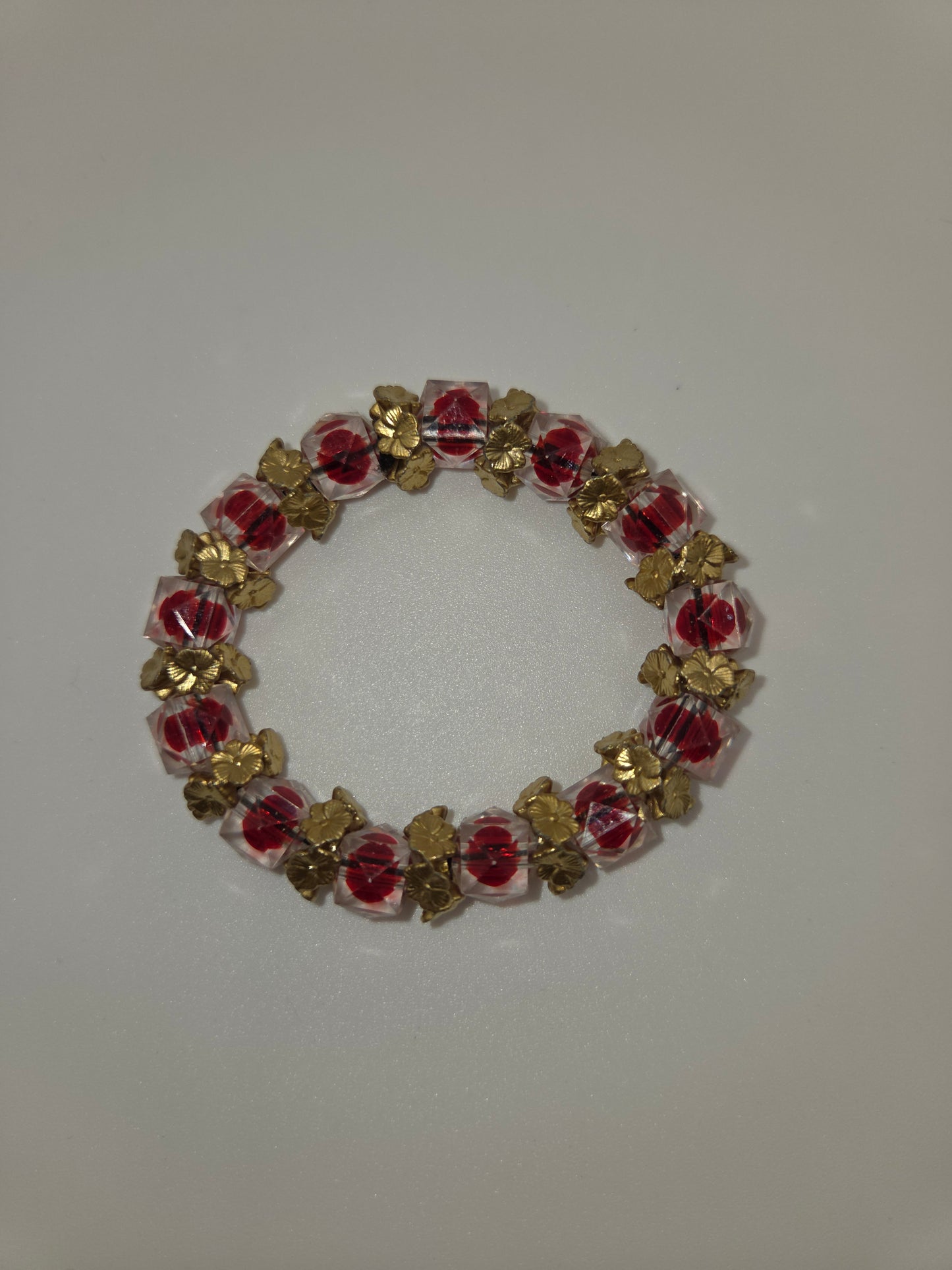 Crimson Bloom Halo Bracelet