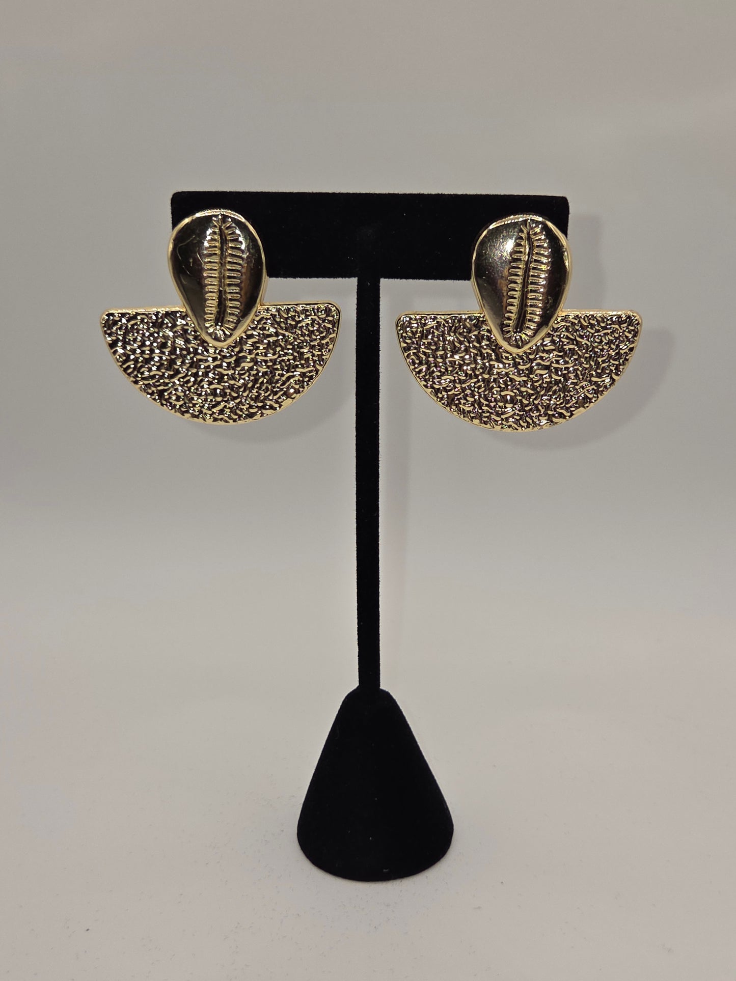 Cowrie Shell Fan Statement Earring