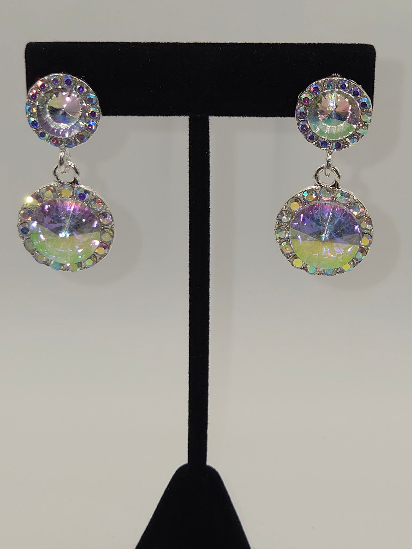 Aurora Borealis Double Drop Earrings