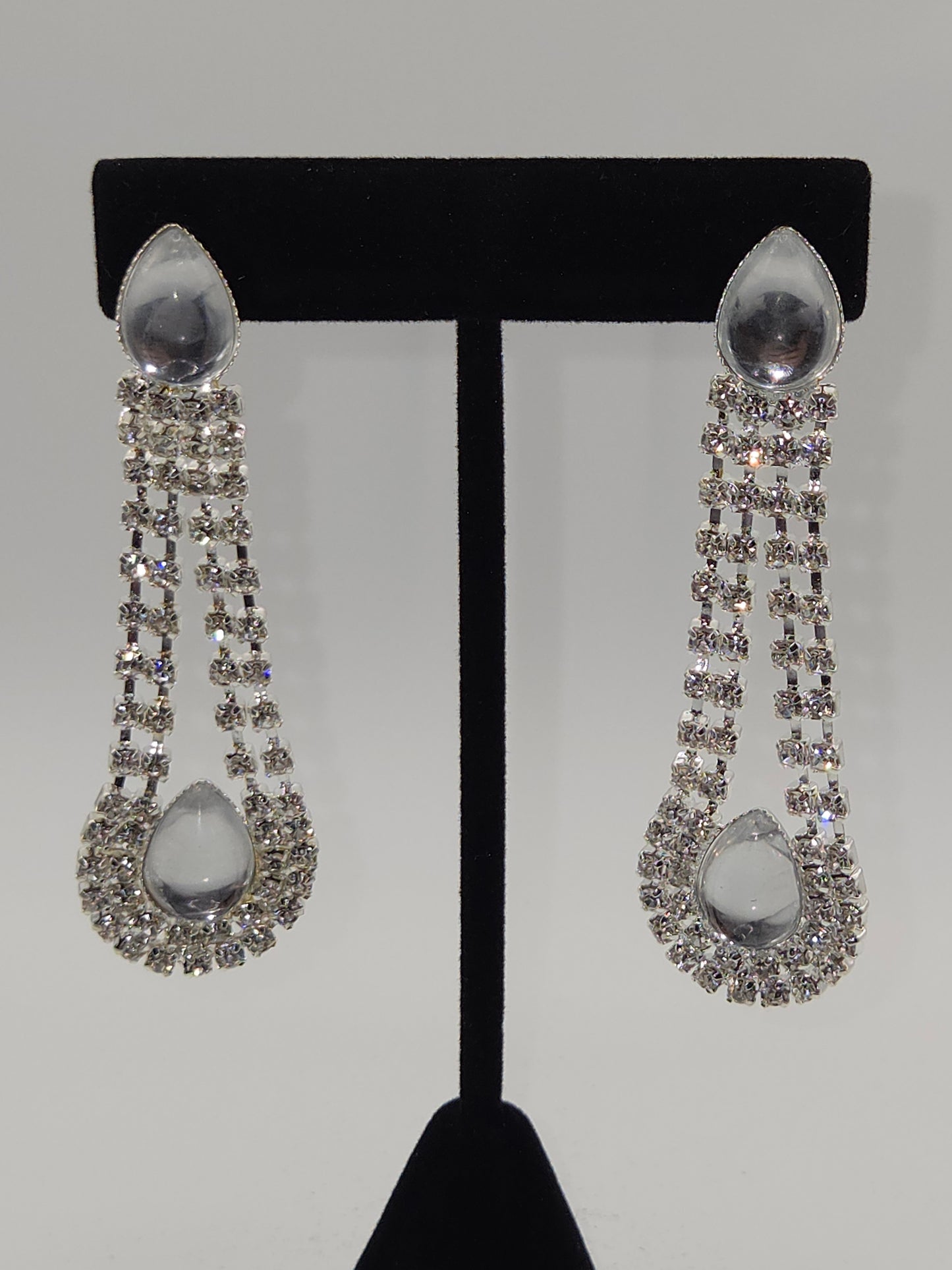 Silver Teardrop Chandelier Drop Earrings