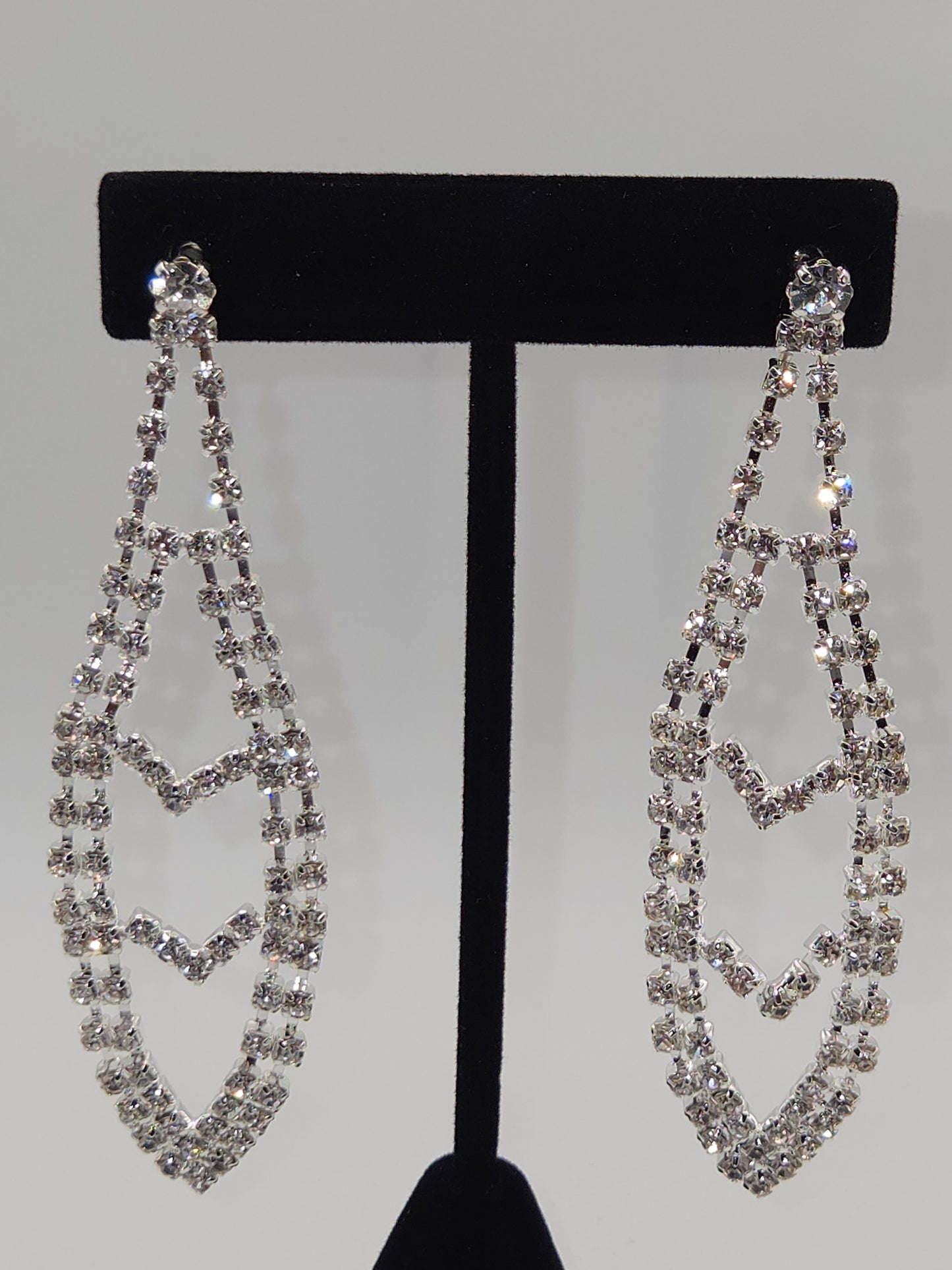 Silver Chevron Grand Chandelier Earrings