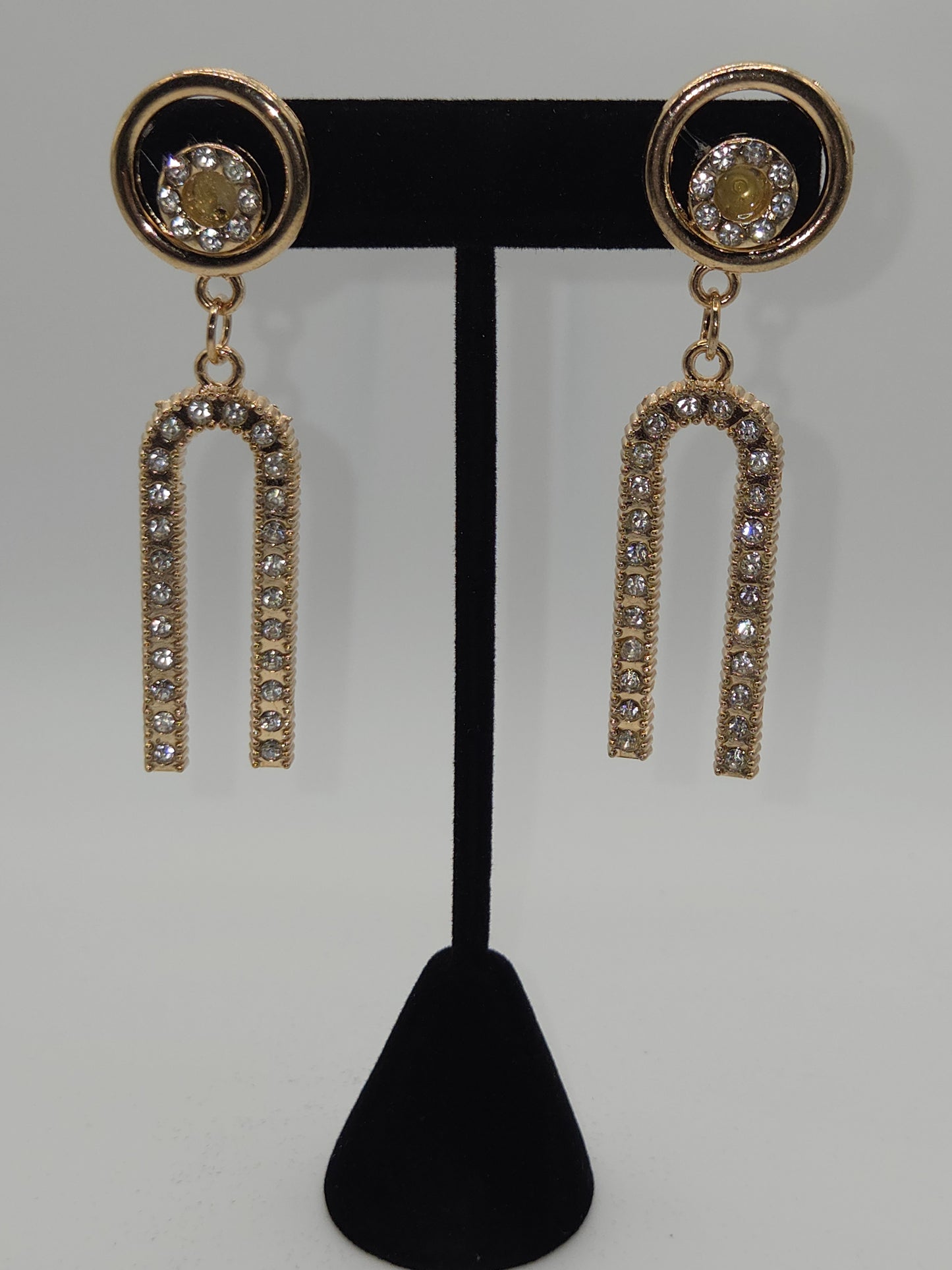 Crystal U-Bar Dangle Earrings