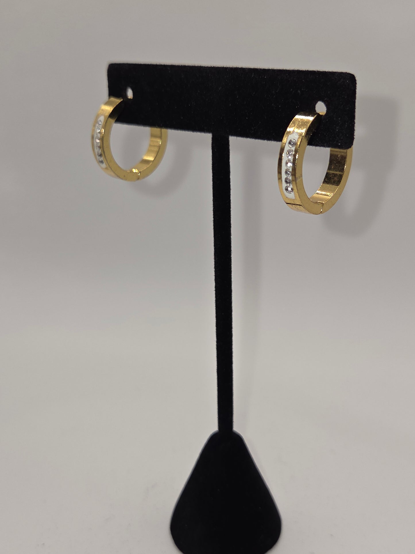 Golden Crystal Hoop Earrings