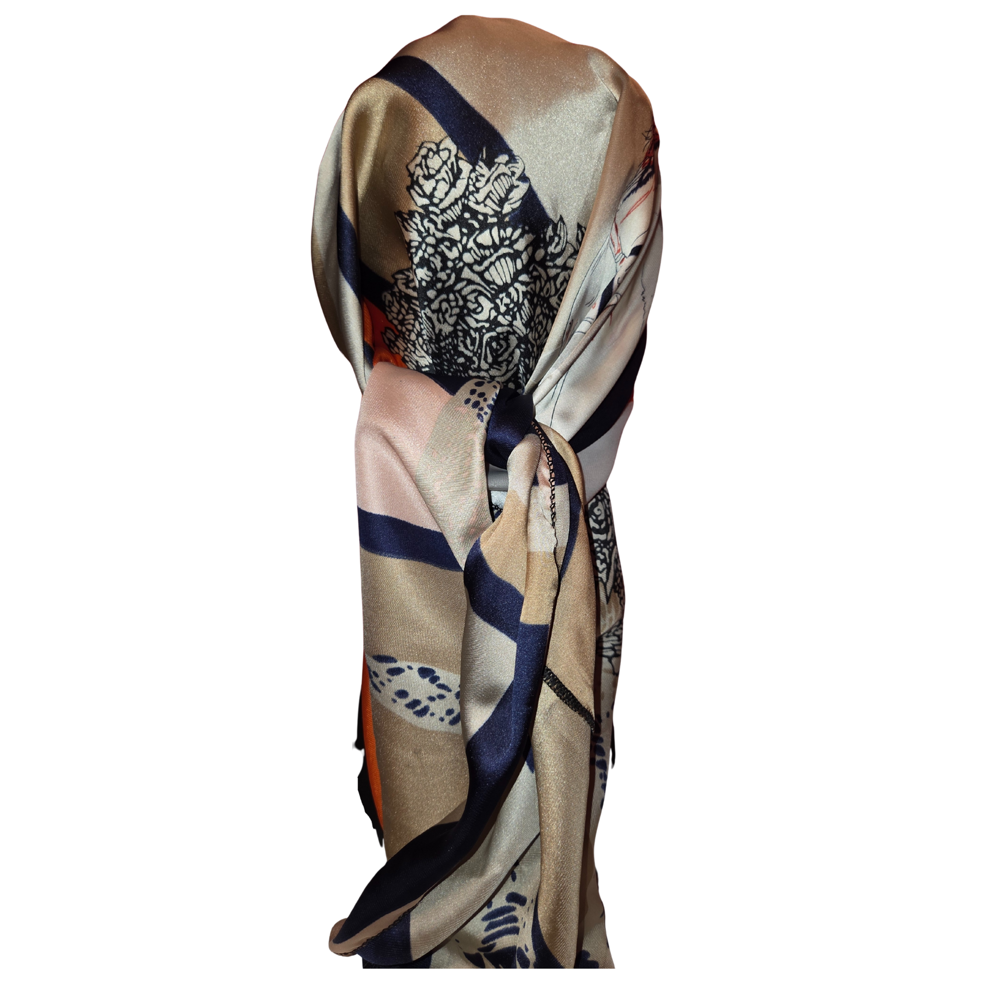 Patterned scarf with decorative design on a white background